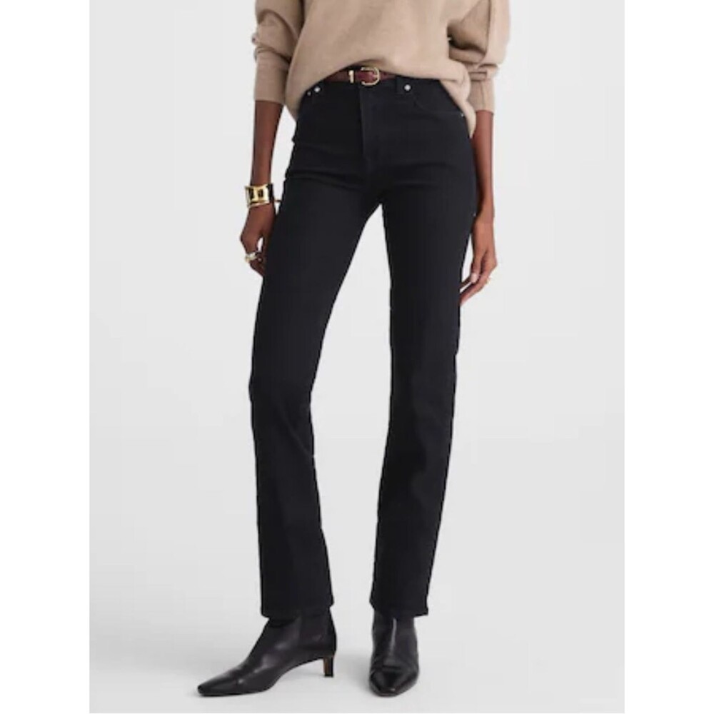 Madewell Longline Straight Jeans NWT Size 28P Black Full Length High Rise